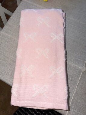 Pink Bow Pattern Kitchen Towels. Set of two. NWT
